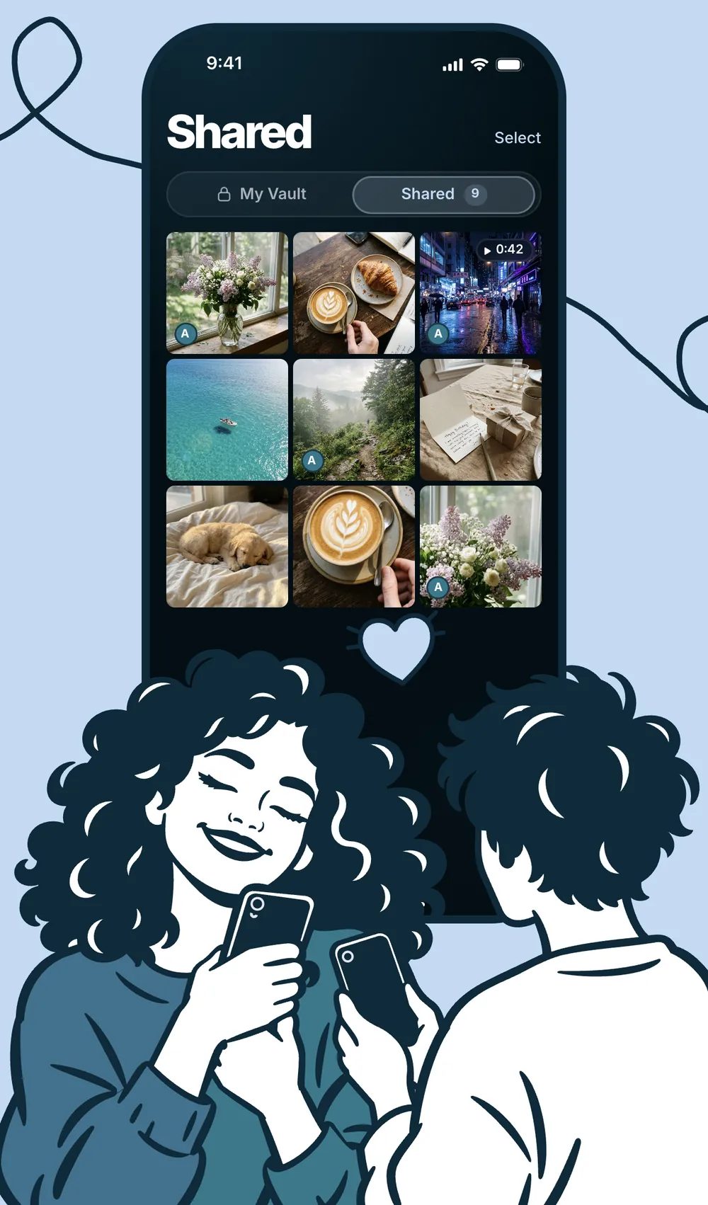 Locket shared space with photos shared between two people